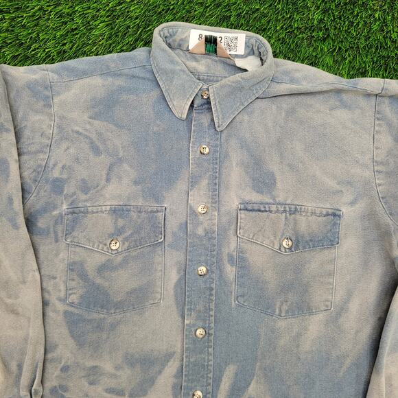 Vintage Winter-Run Button Shirt XL 23x27 Faded Blue Bleached - Picture 4 of 11